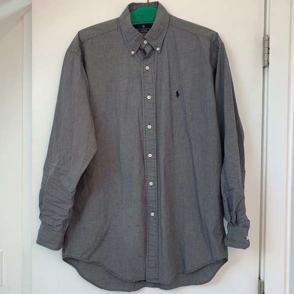 RALPH LAUREN Men's LS BLAIRE Cotton Button Up sz. M Shirt Gingham Check Blue - Picture 13 of 14